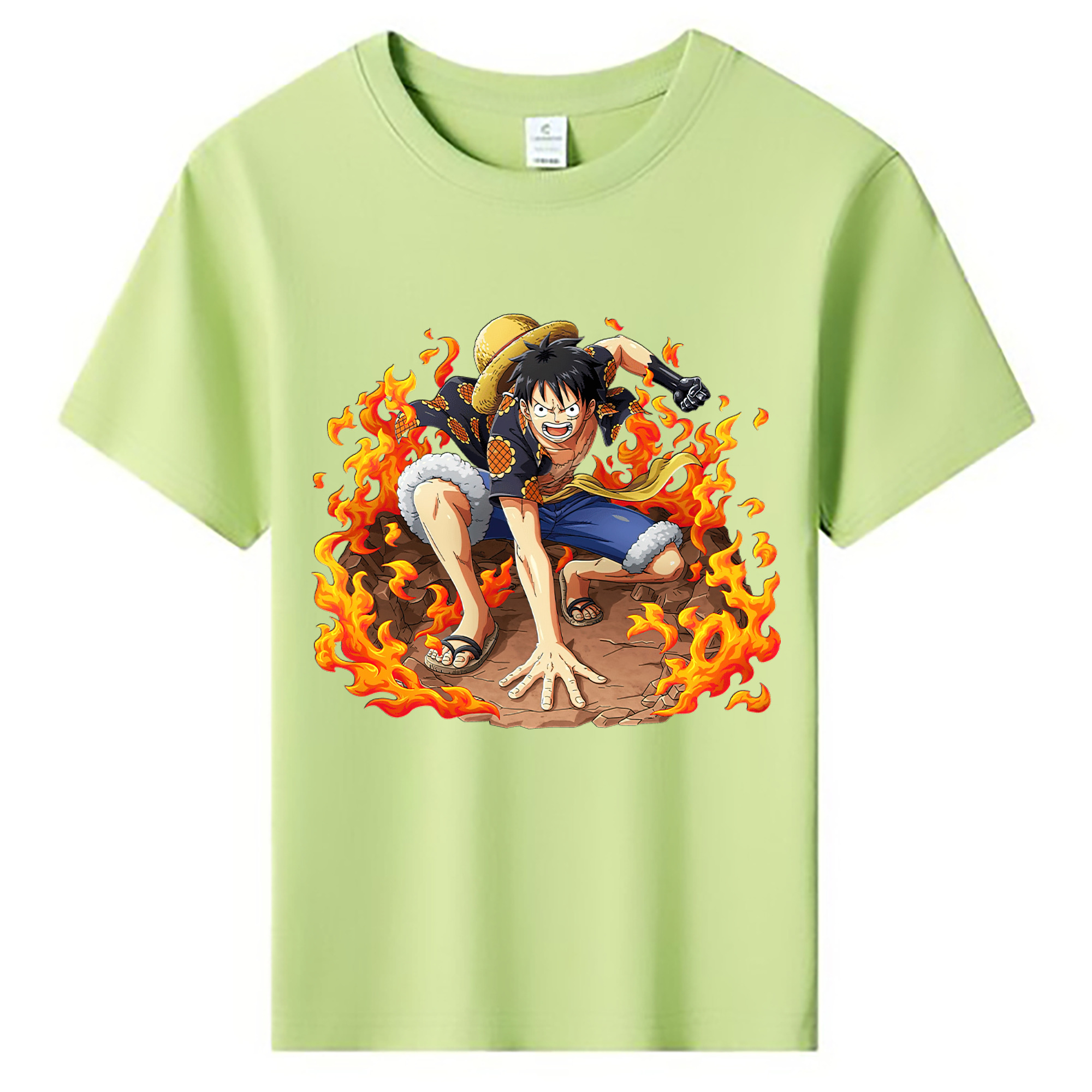 ワンピース モンキー・D・ルフィ ONE PIECE Monkey D. Luffy 綿100％キッズTシャツ（フロントプリント）